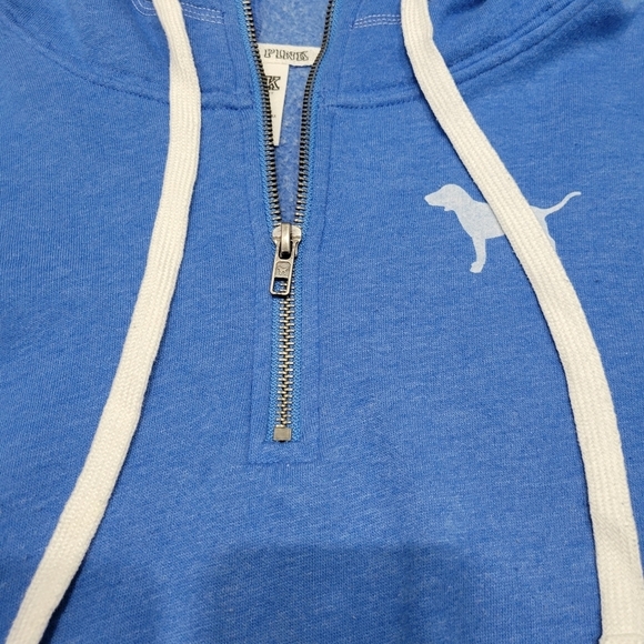PINK Victoria's Secret 1/4 zip hooded sweatshirt Women's Size Small blue - Picture 6 of 9